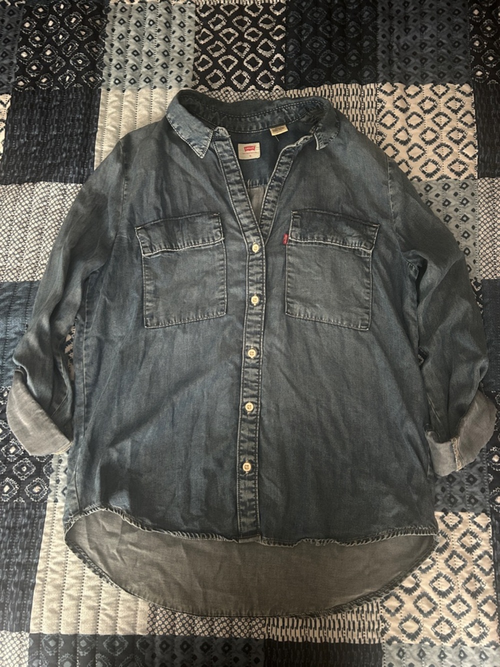 Levi's Washed Blue Denim Button-Down Shirt